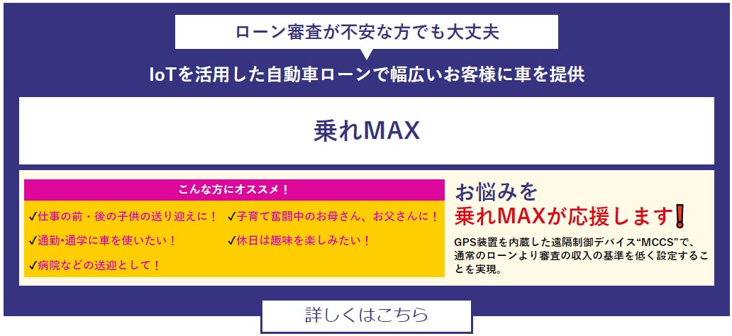 乗れマックス IoT を活用した次世代型自動車ローン！